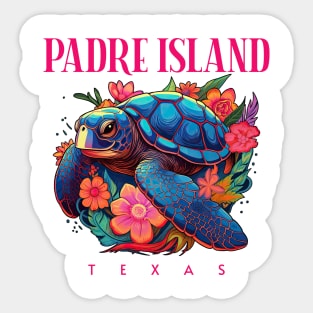 Padre Island Texas Floral Beach Turtle Souvenir Sticker